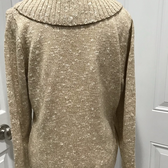❄️SAG HARBOR Elong. Melange Metallic Beige Sweater, M/L - Picture 5 of 13